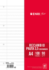 RECAMBIO A4 ENRI 90GR PAUTA 3,5MM | 1 UNIDADES | (ENRI 2000, S,A,)